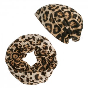Klassischer Feinstrick Loop Schlauchschal Leopard Muster