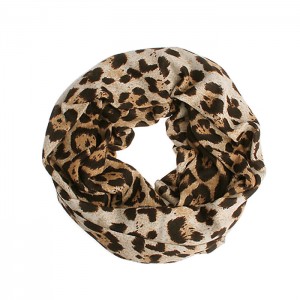 Klassischer Feinstrick Loop Schlauchschal Leopard Muster
